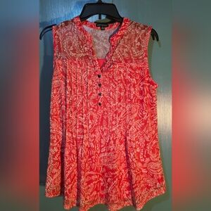Ava & Grace Coral Paisley Button-Front Blouse